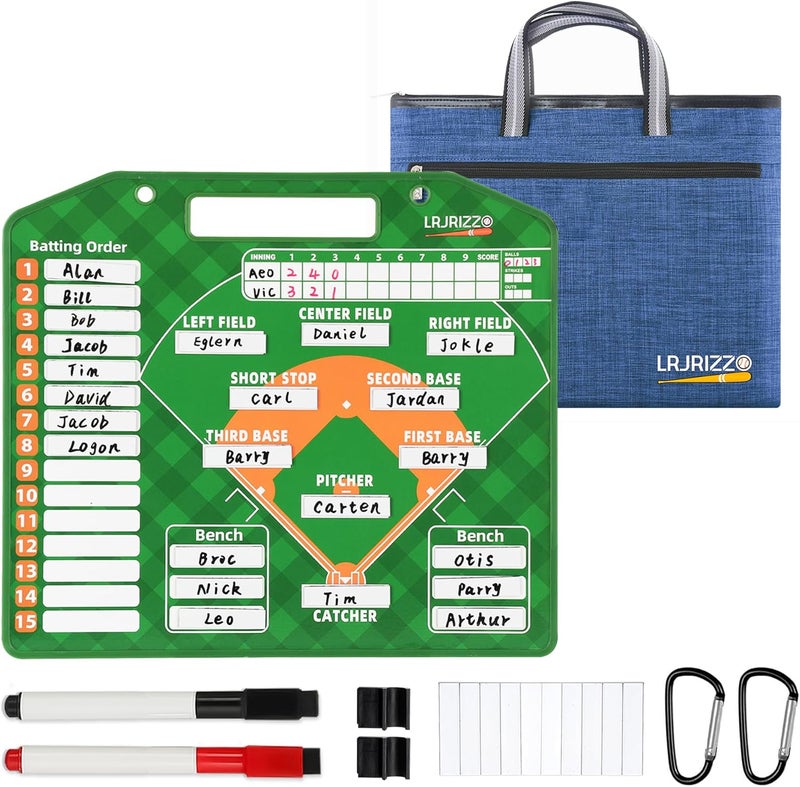 lrjrizzo Magnetic Baseball Lineup Board，Baseballs Lineup Cards Baseball Lineup Board for Dugout Baseballs Clipboard for Coaches Softball Coach Must Haves Marker Boards Baseball Coaching Accessories（Green） - Image 1